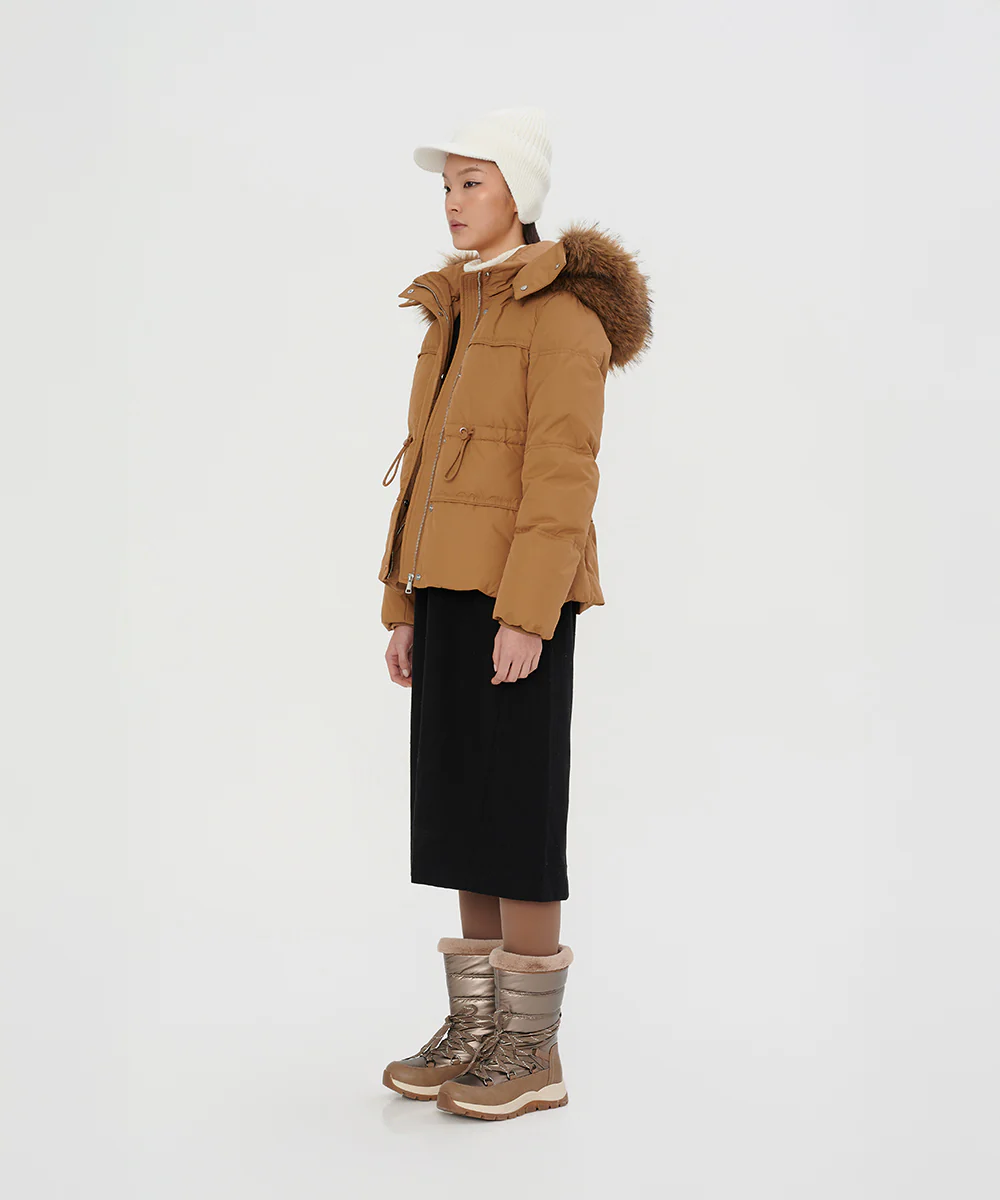 Detachable Plush Faux Fur-Trimmed Hood Down Jacket - DJW 25019 - Image 3