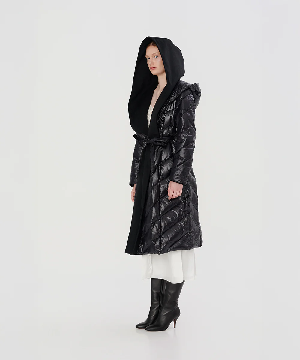 Elegant Quilted Midnight Down Coat - DJW 25023 - Image 3