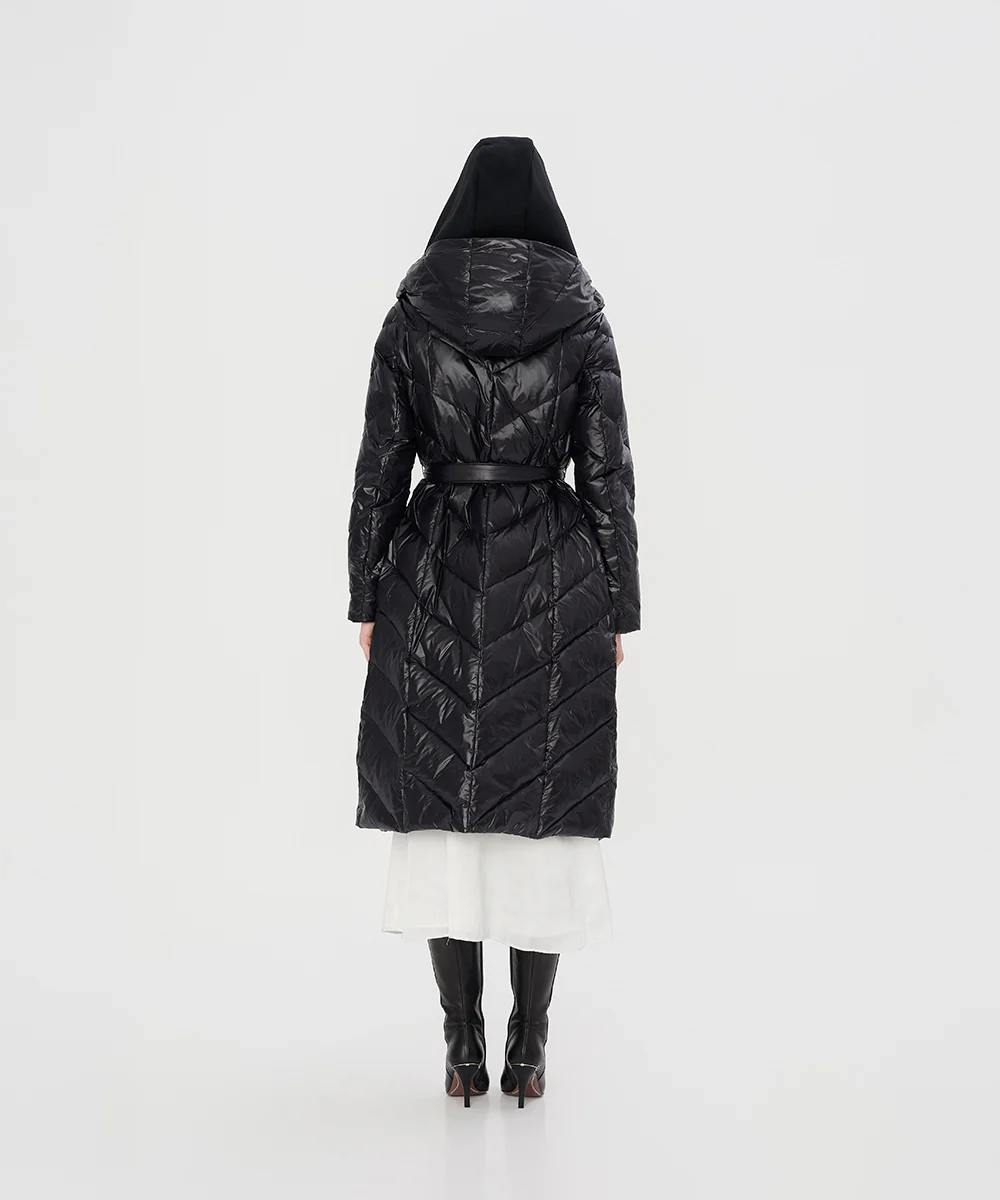 Elegant Quilted Midnight Down Coat - DJW 25023 - Image 4