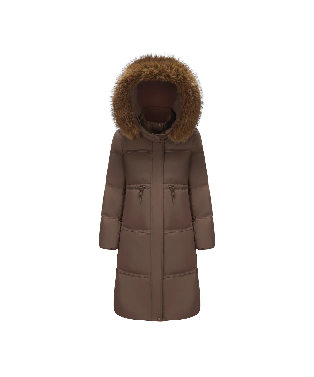 Plush Faux Fur-Trimmed Hood Mid-Length Down Jacket - DJW 25024 - Image 5