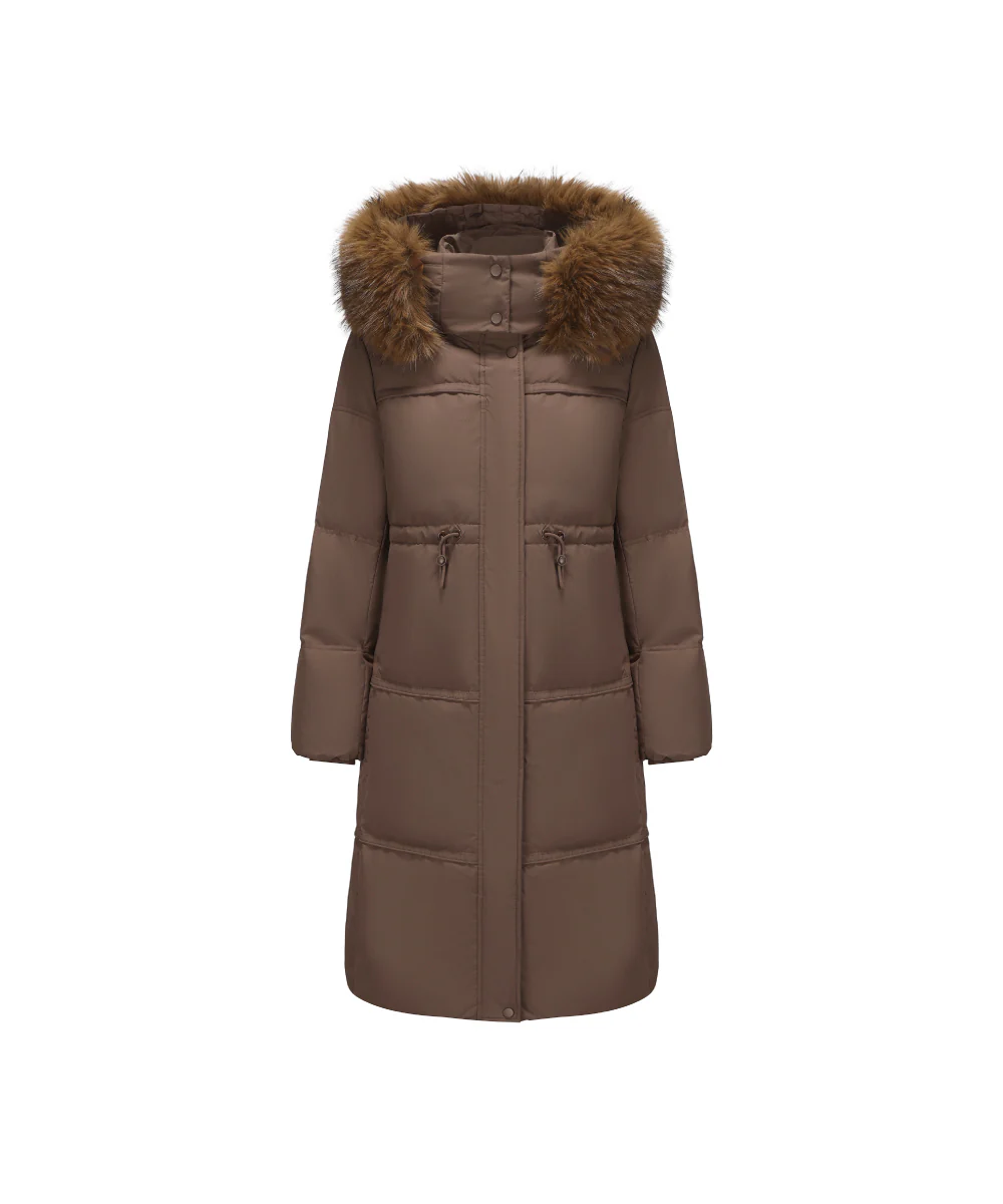 Plush Faux Fur-Trimmed Hood Mid-Length Down Jacket - DJW 25024 - Image 6
