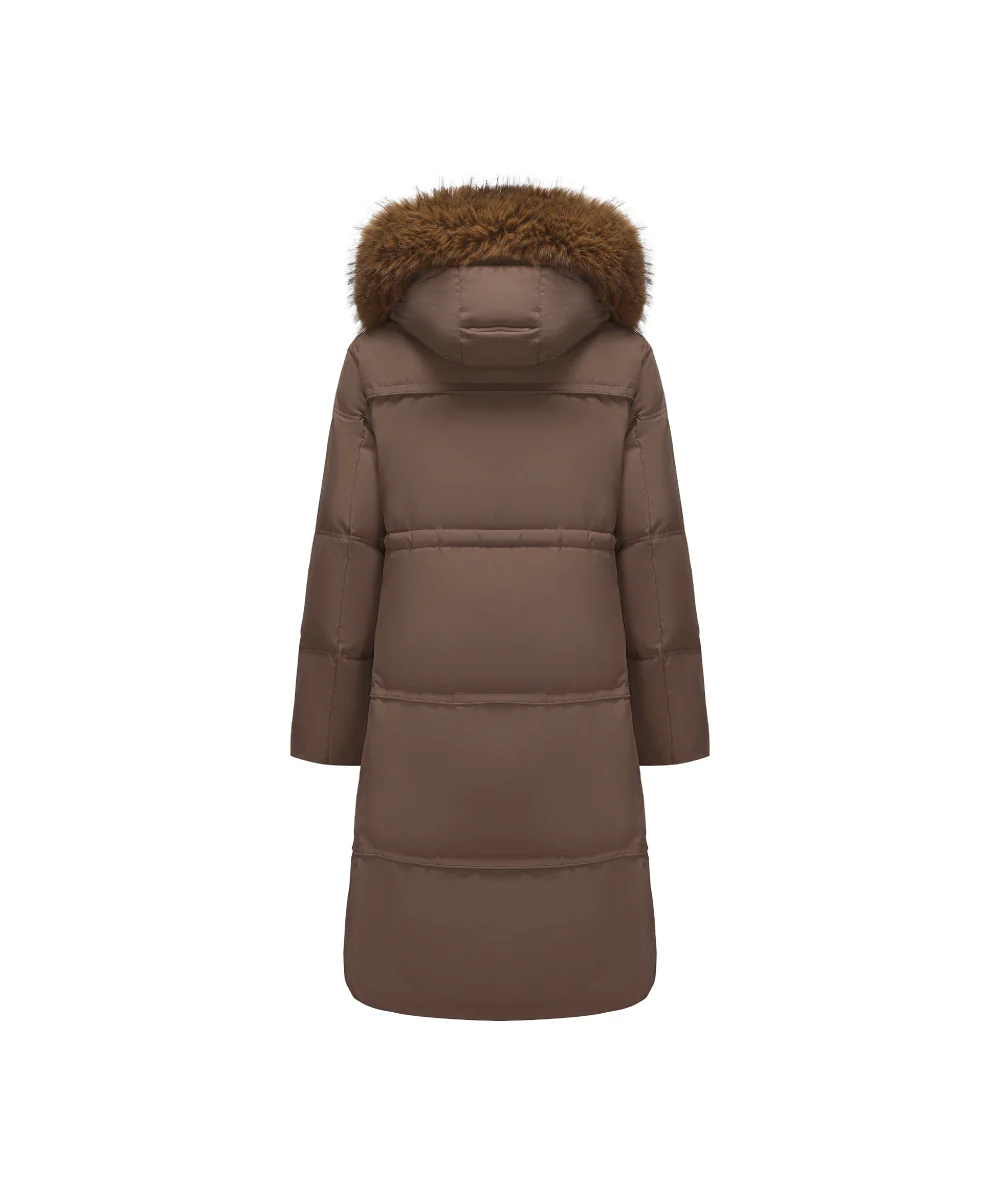 Plush Faux Fur-Trimmed Hood Mid-Length Down Jacket - DJW 25024 - Image 8