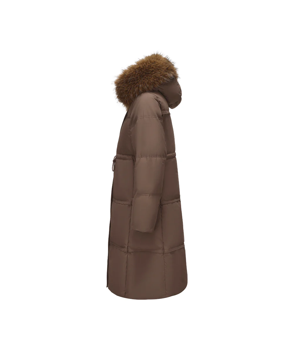 Plush Faux Fur-Trimmed Hood Mid-Length Down Jacket - DJW 25024 - Image 9
