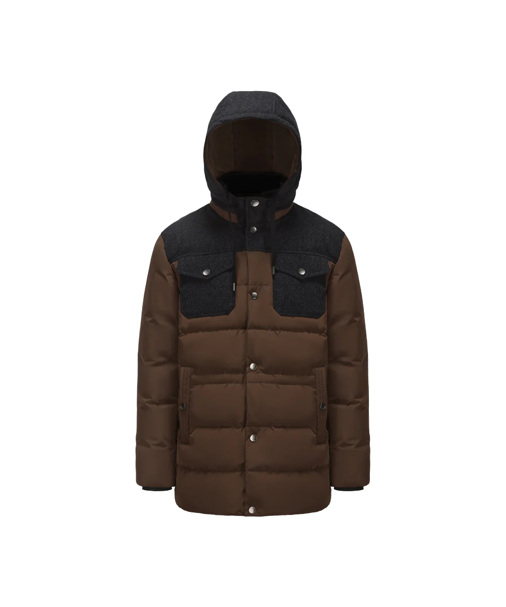Wool Panel Details Down Jacket - DJ 25004 - Image 5